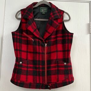Woolrich Red Black Plaid Wool Blend Vest Size M